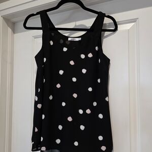 Ricki's Black Sleeveless Top with White and Pale Pink Polka Dots